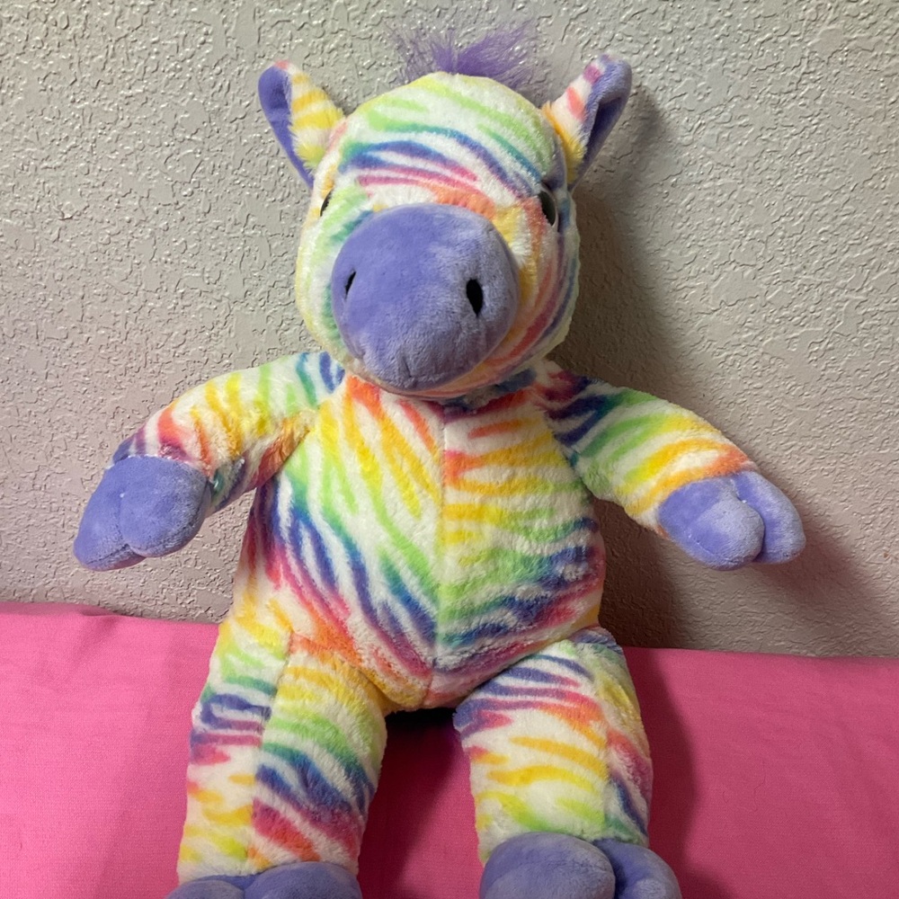 Vintage Multicolored Restored Plush Horse Or Zebra The Bear Factory 2001